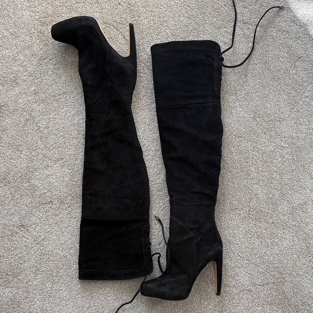 Sam Edelman Black Over-the-Knee Suede Boots Sz 8